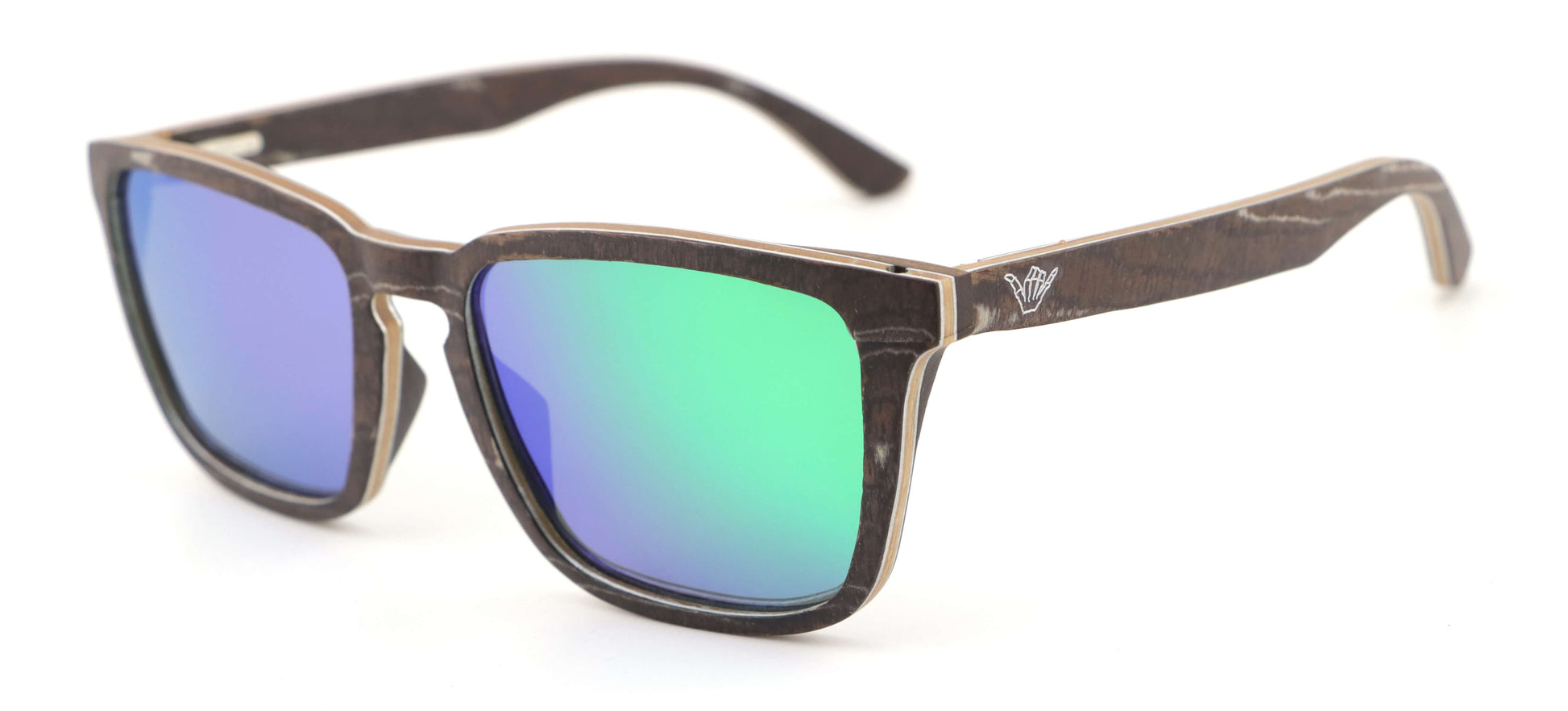 Samara Green Coco Loco wooden eco sunglasses front with logo