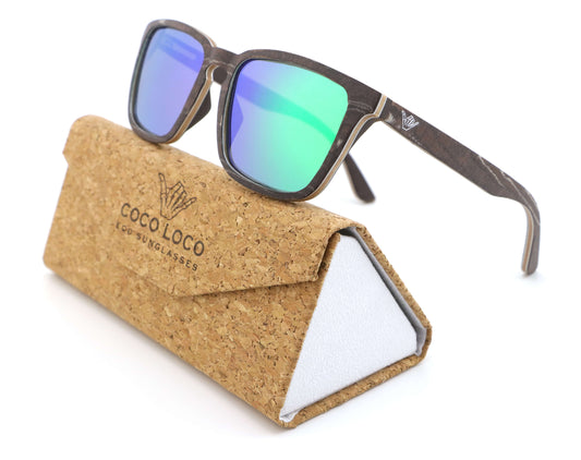 Samara Green Coco Loco wooden eco sunglasses with cork case