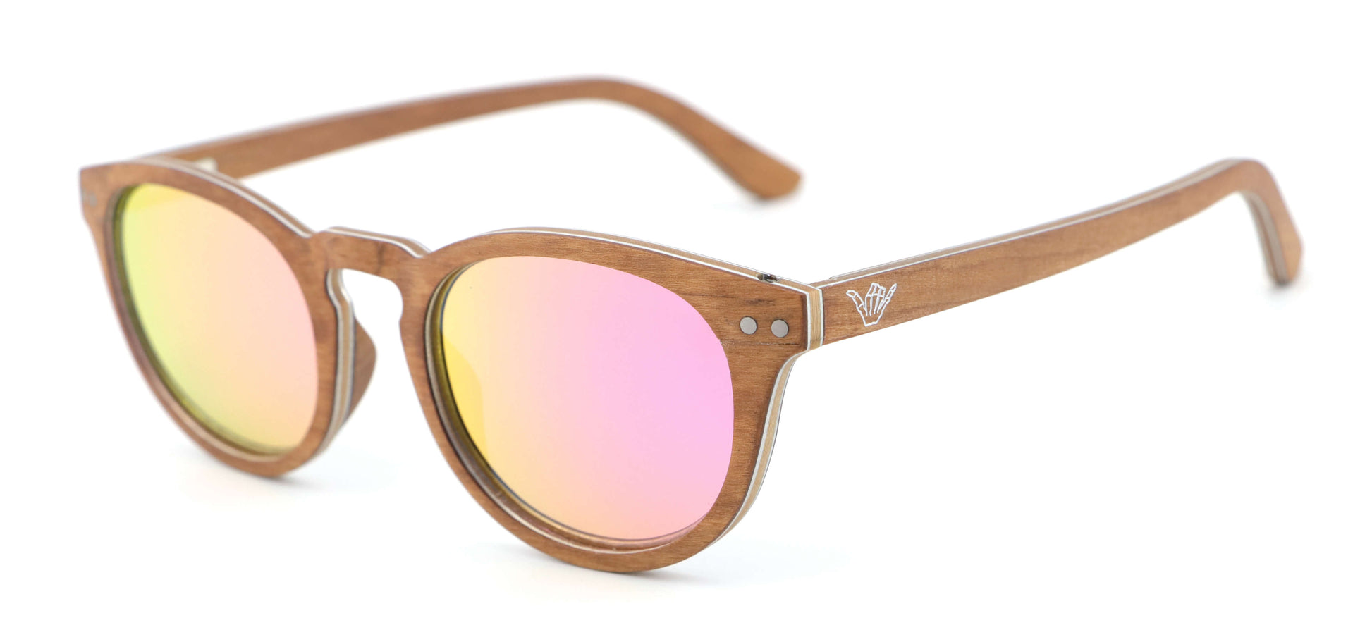 Fortuna Pink Coco Loco wooden eco sunglasses front with logo