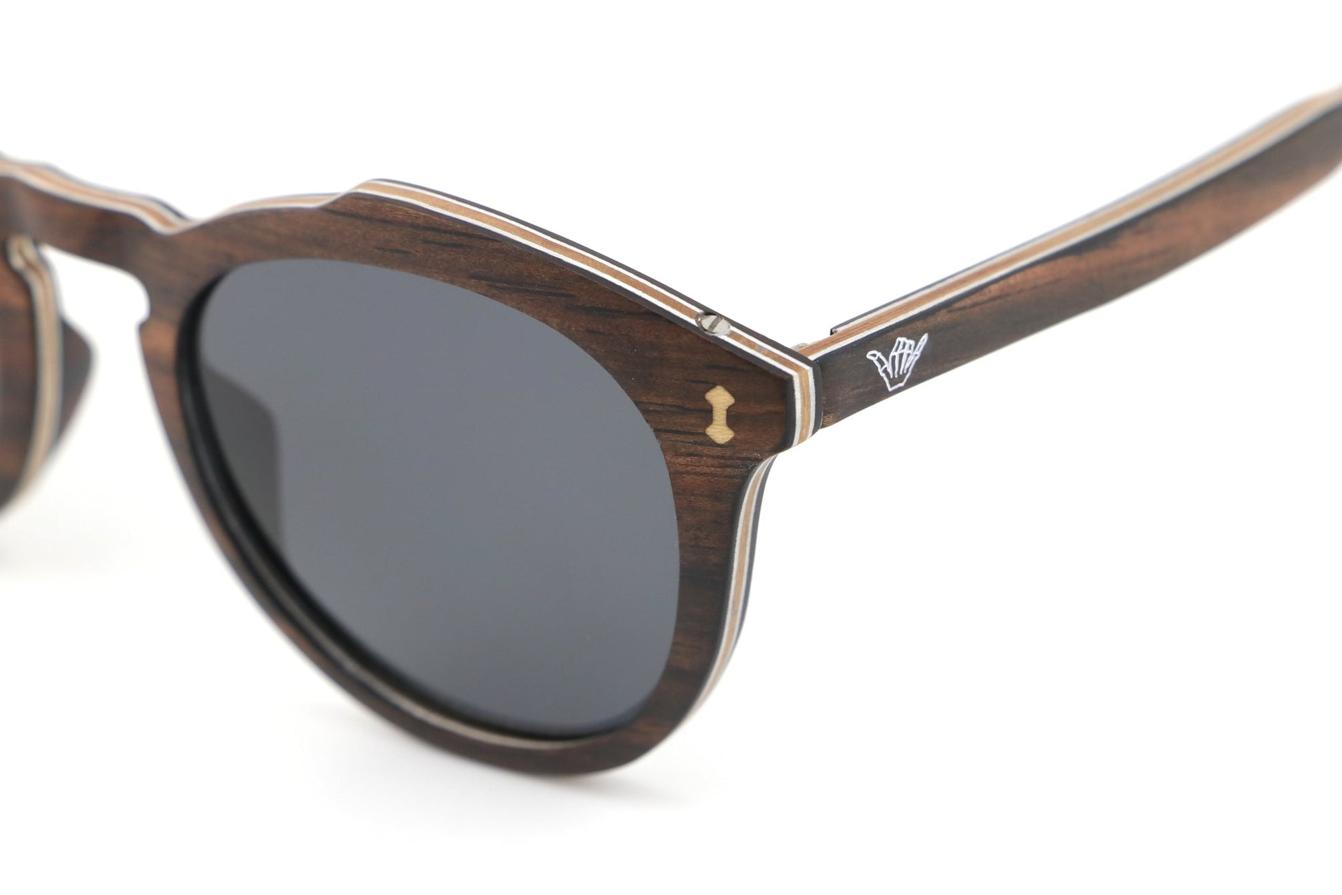 Santa Ana Gray Coco Loco wooden eco sunglasses logo