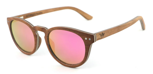 Fortuna Pink Coco Loco wooden eco sunglasses front with logo