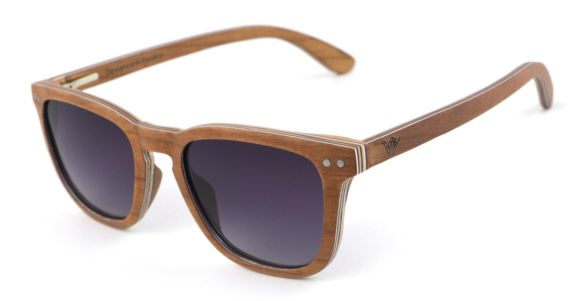 Manzanillo Coco Loco wooden eco sunglasses front with logo