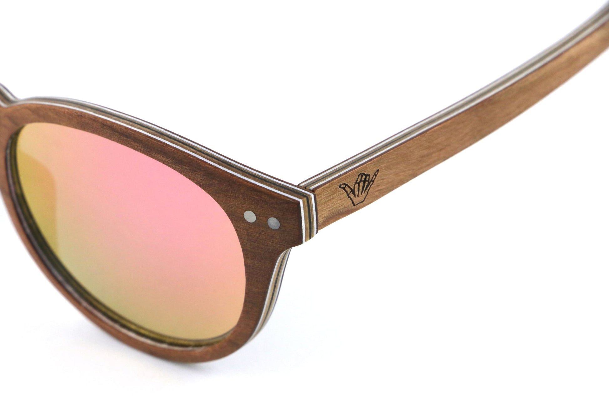 Fortuna Pink Coco Loco wooden eco sunglasses side logo