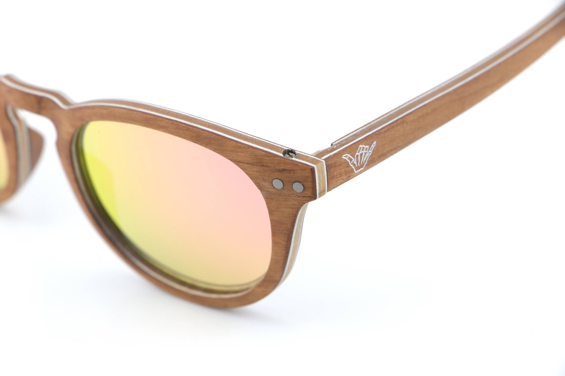 Fortuna Pink Coco Loco wooden eco sunglasses side logo